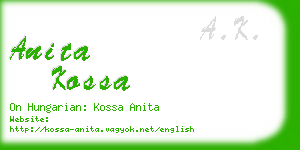 anita kossa business card